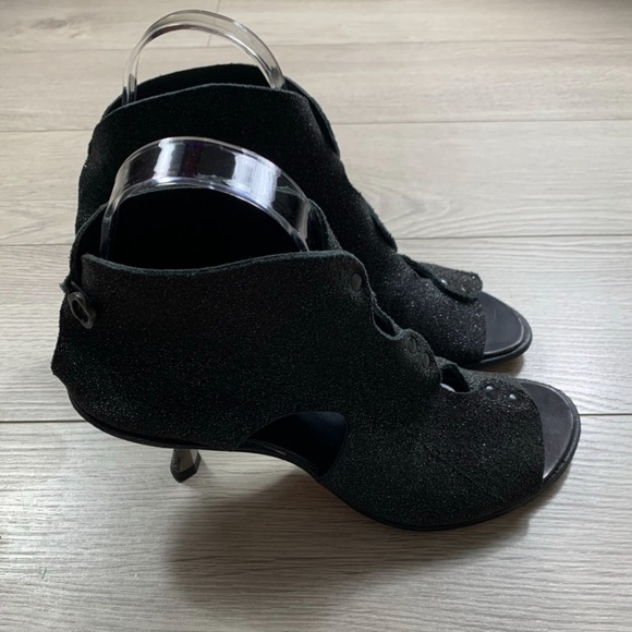 CYDWOQ Boomerang Hand Made Lagenlook Leather Open Toe Heels - Picture 6 of 15